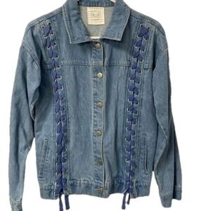 Fantastic Fawn Women's Jean Laced Denim Jacket Small Stone Washed